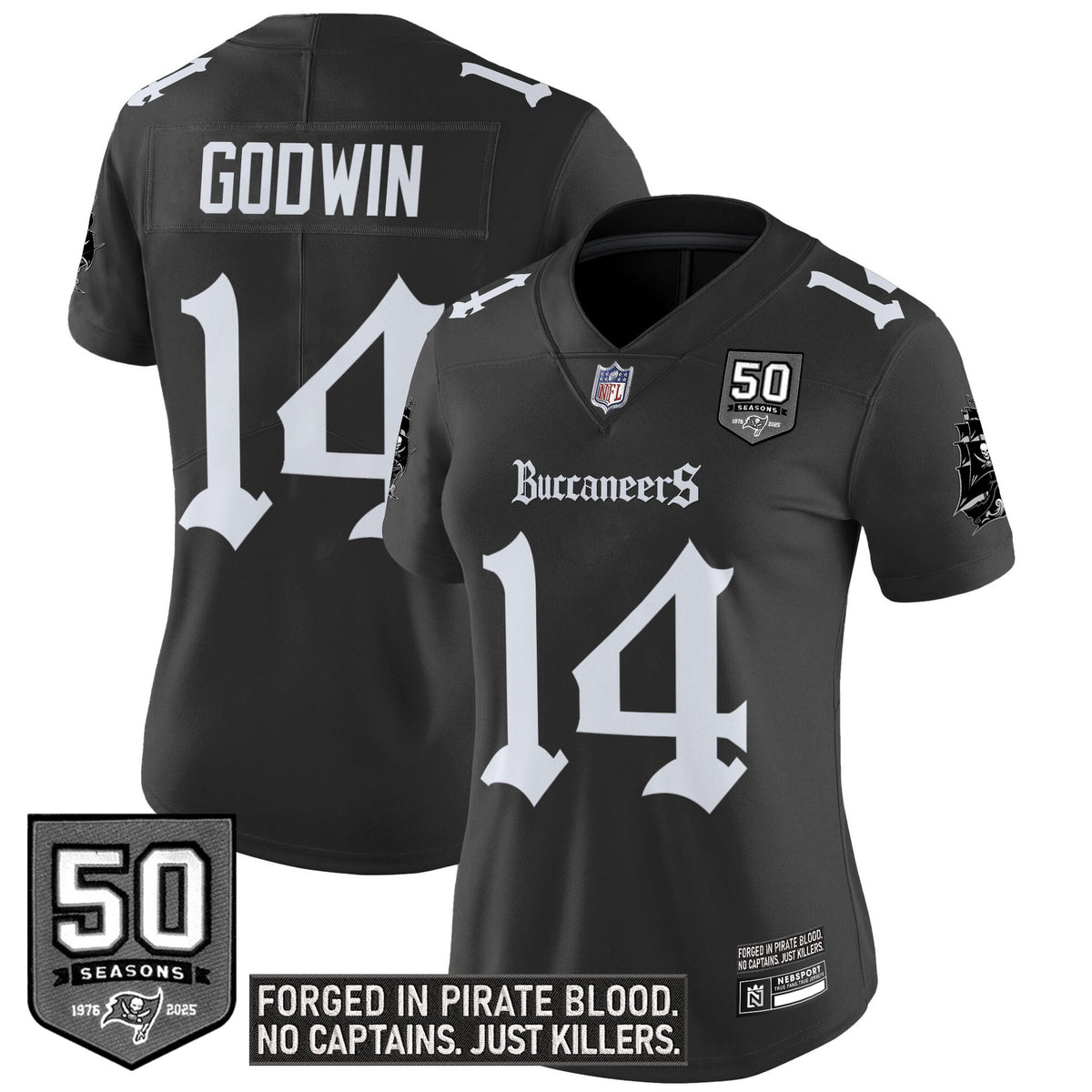 Women's Tampa Bay Buccaneers 'Gothic Pirate Shadows Edition' Vapor Limited Jersey - All Stitched