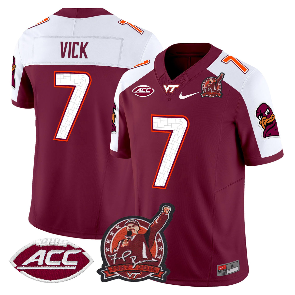 Men's Virginia Tech Hokies Coach Frank Beamer Patch 2025 Vapor Limited Jersey - All Stitched