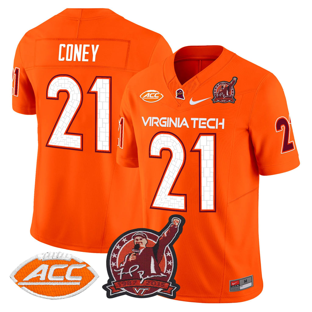 Men's Virginia Tech Hokies Coach Frank Beamer Patch 2025 Vapor Limited Jersey - All Stitched