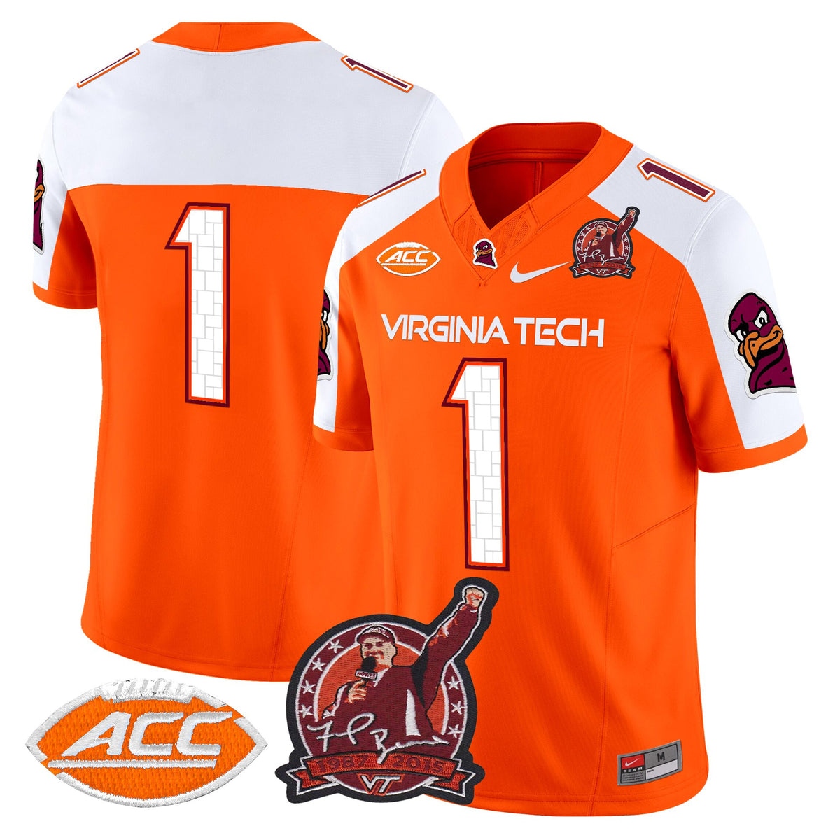 Men's Virginia Tech Hokies Coach Frank Beamer Patch 2025 Vapor Limited Jersey - All Stitched