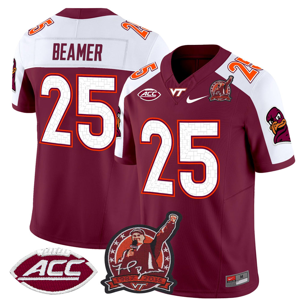 Men's Virginia Tech Hokies Coach Frank Beamer Patch 2025 Vapor Limited Jersey - All Stitched