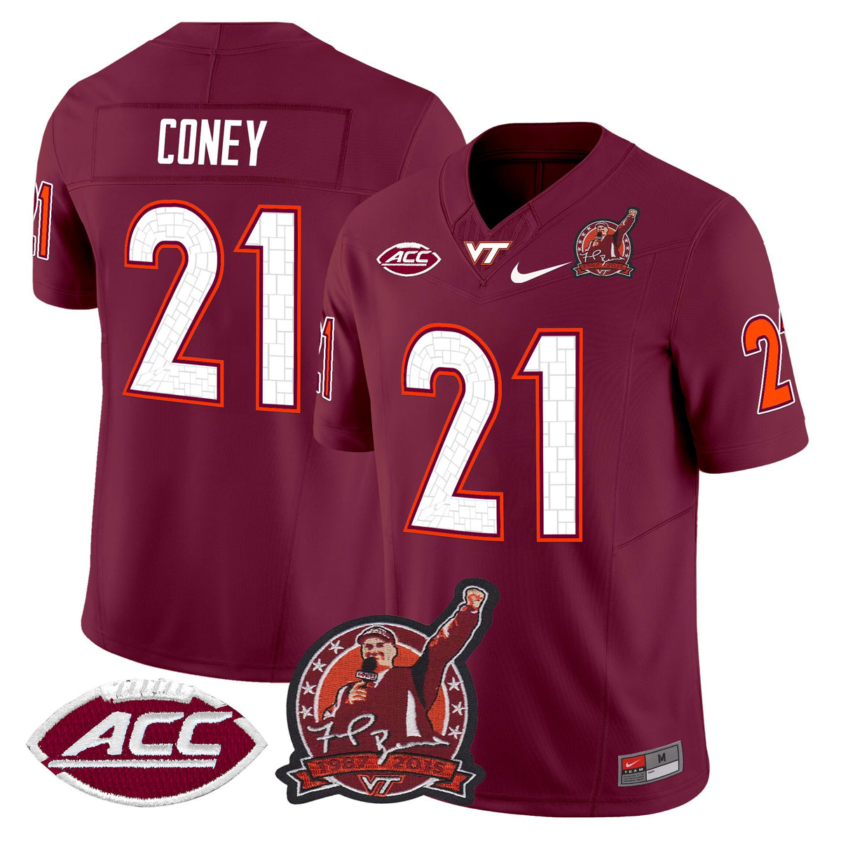 Men's Virginia Tech Hokies Coach Frank Beamer Patch 2025 Vapor Limited Jersey - All Stitched