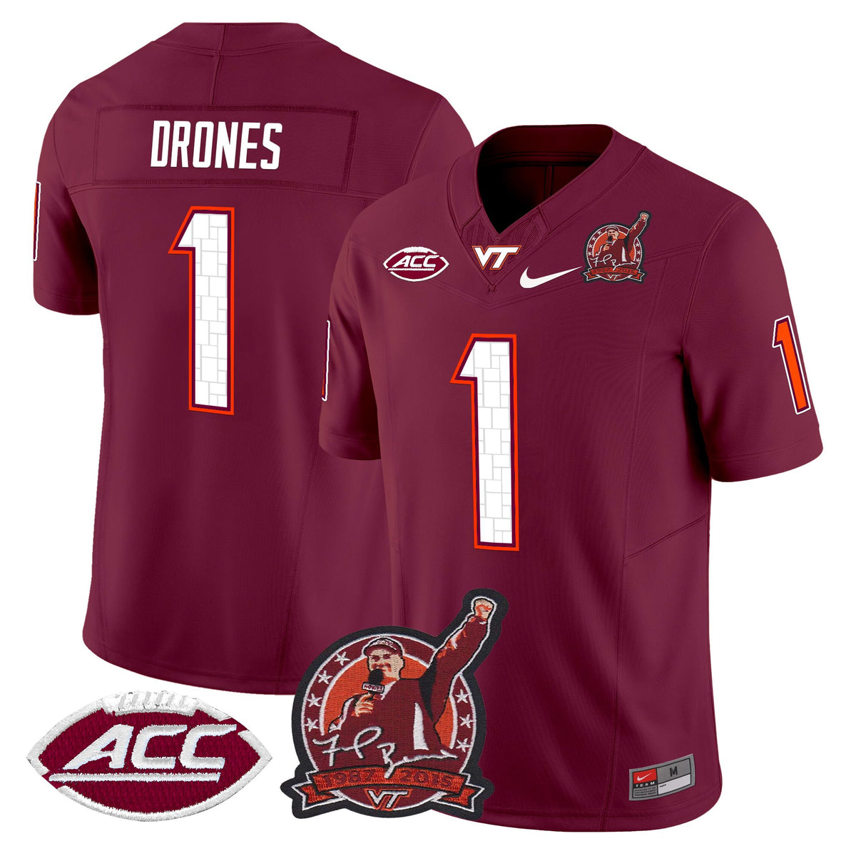 Men's Virginia Tech Hokies Coach Frank Beamer Patch 2025 Vapor Limited Jersey - All Stitched