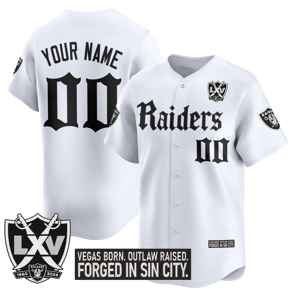 Las Vegas Raiders 'Gothic Sin City Shadows Edition' Vapor Baseball Custom Jersey - All Stitched