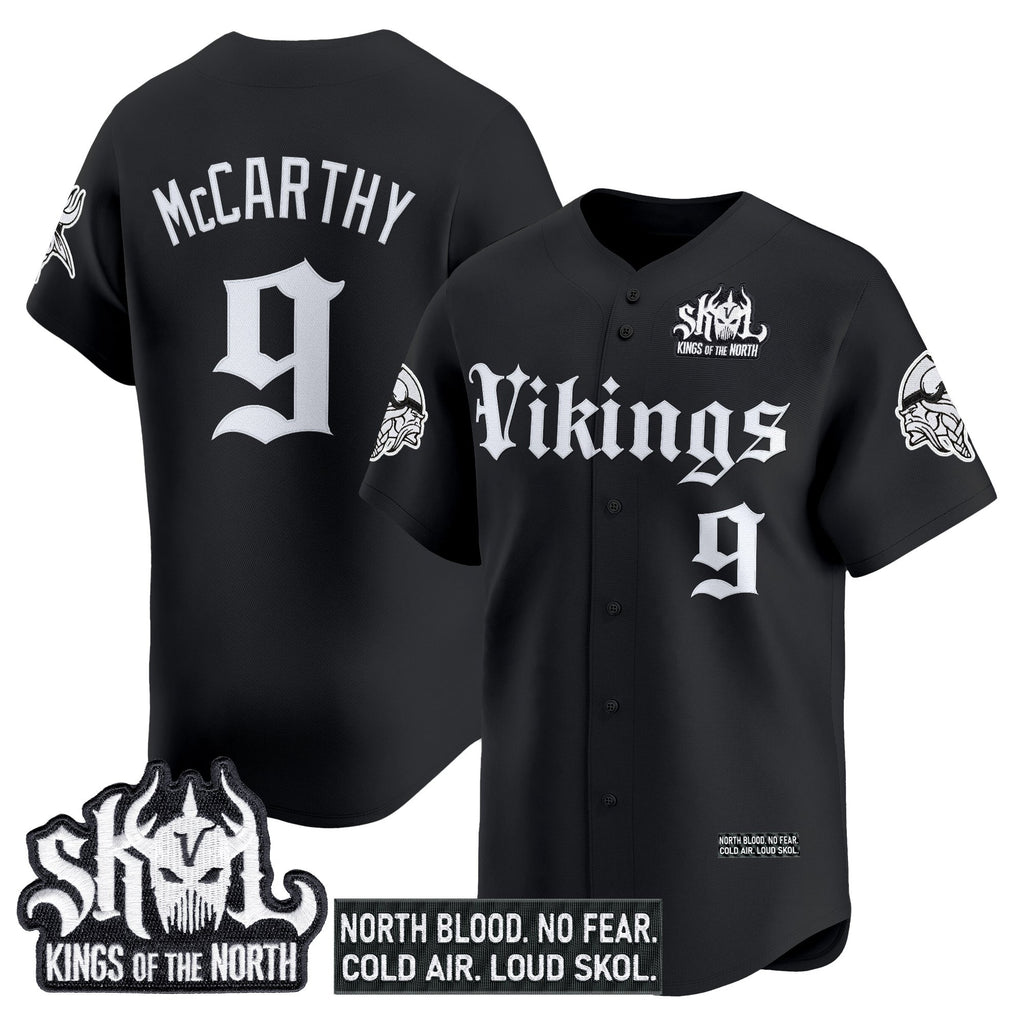 Men's Minnesota Vikings 'Gothic Norseblood Edition' Vapor Baseball Jersey - All Stitched