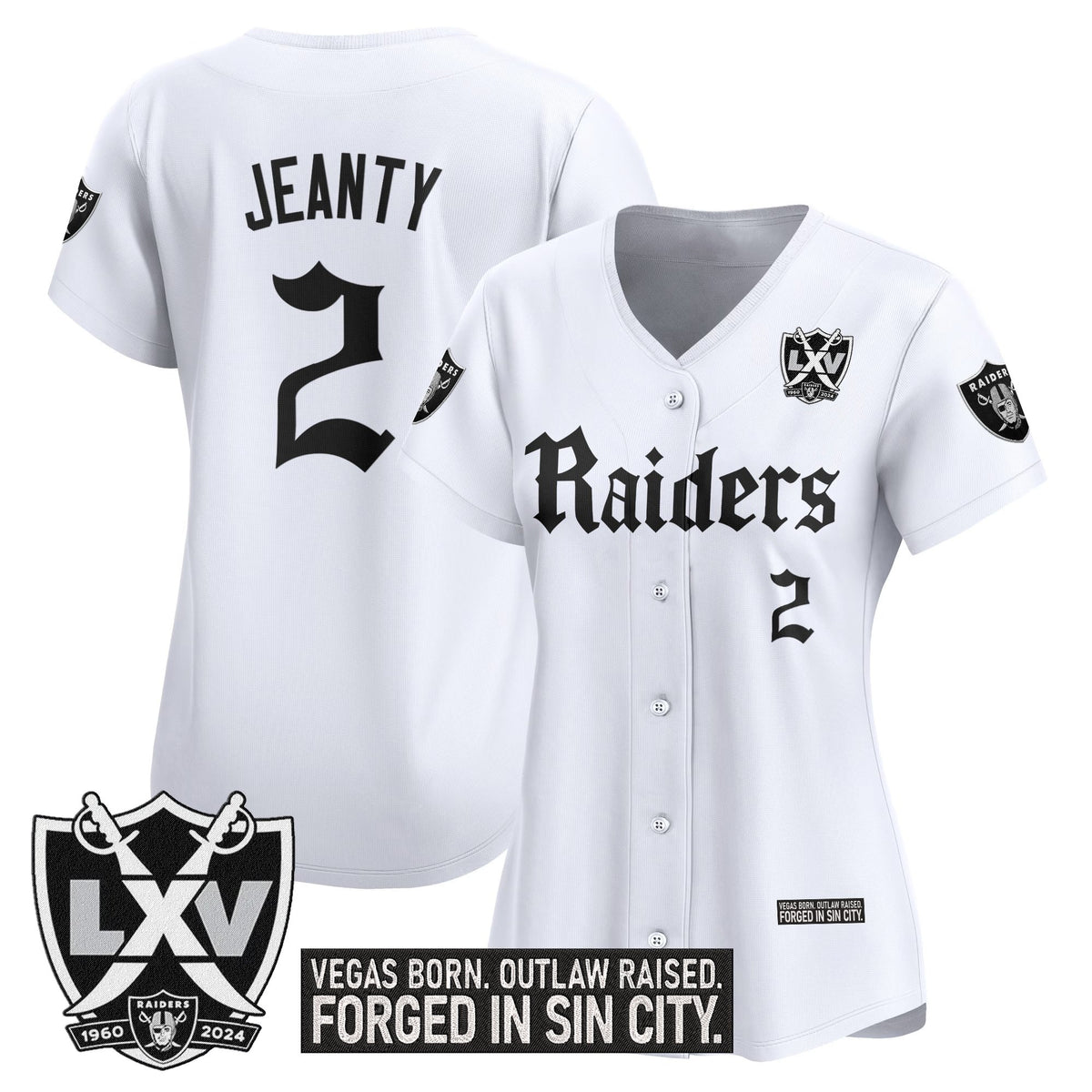 Women's Las Vegas Raiders 'Gothic Sin City Shadows Edition' Vapor Baseball Jersey - All Stitched