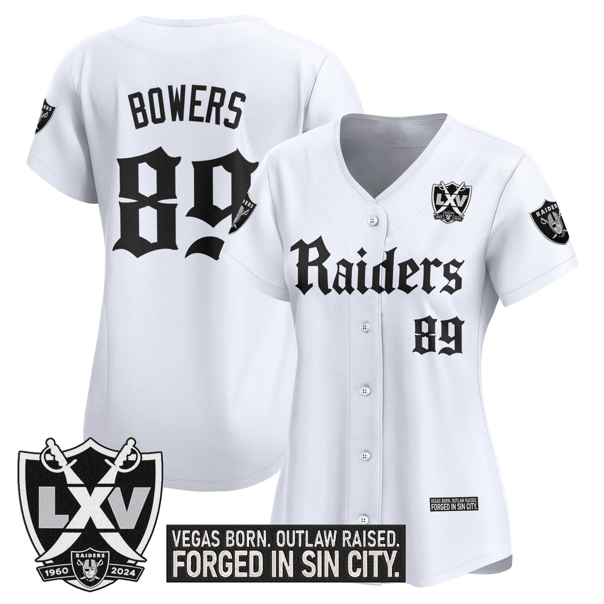 Women's Las Vegas Raiders 'Gothic Sin City Shadows Edition' Vapor Baseball Jersey - All Stitched