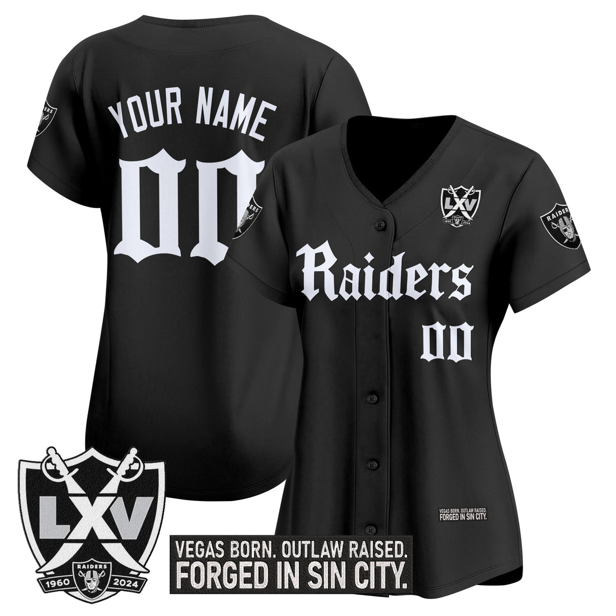 Las Vegas Raiders 'Gothic Sin City Shadows Edition' Vapor Baseball Custom Jersey - All Stitched
