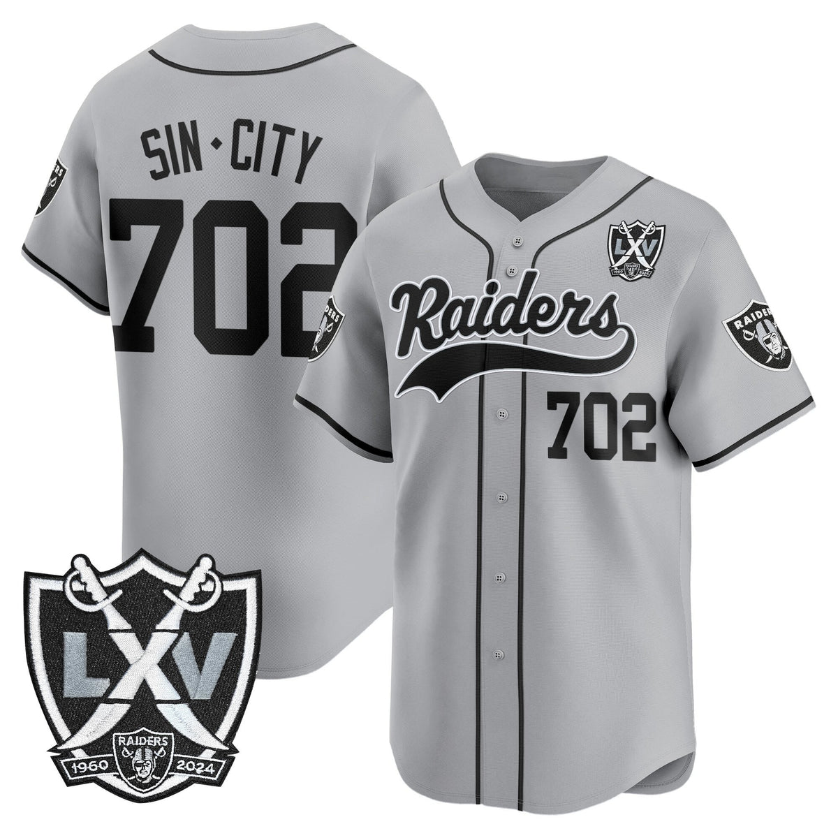 Men's Las Vegas Raiders 65th Anniversary Patch Vapor Baseball Jersey - All Stitched