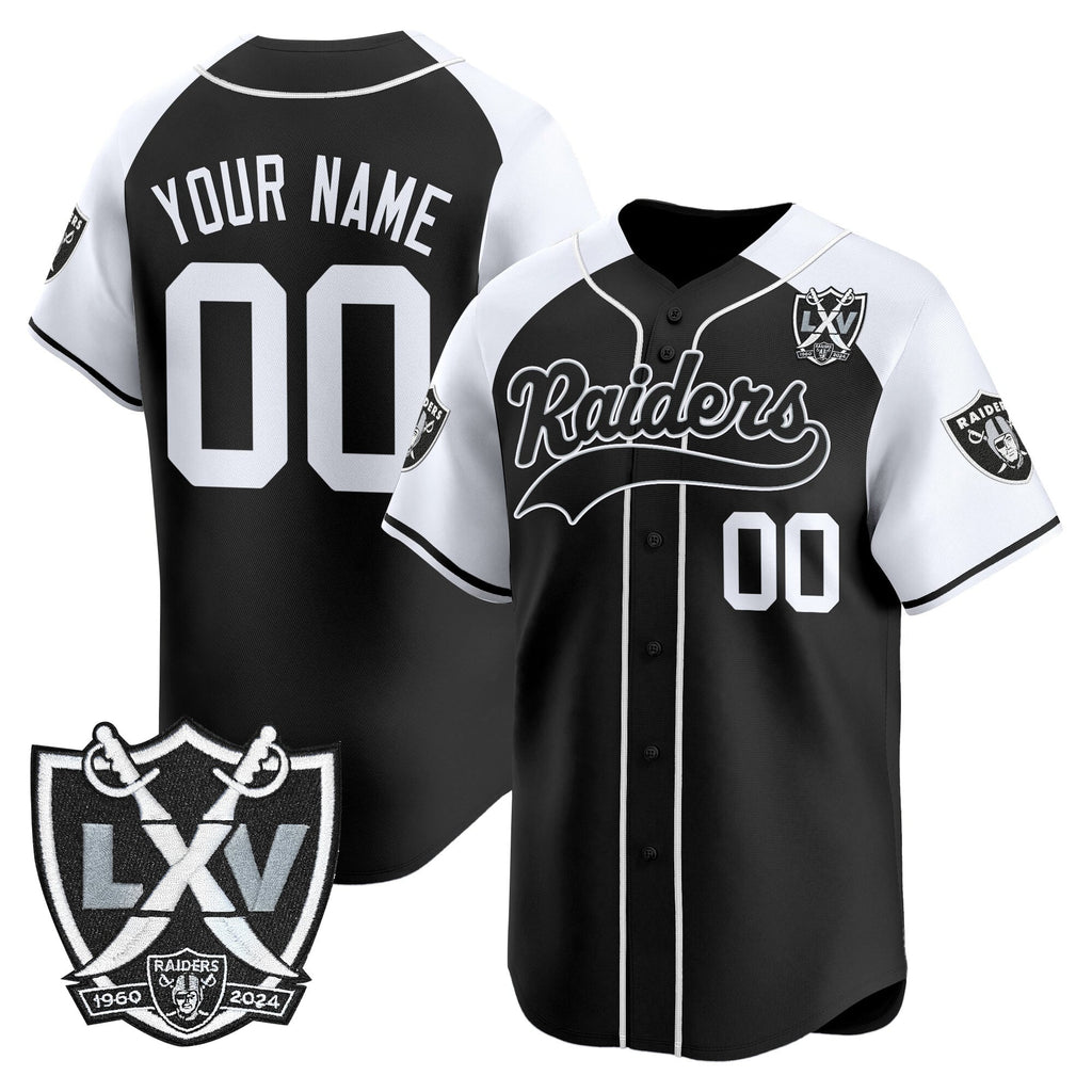 Las Vegas Raiders 65th Anniversary Patch Vapor Baseball Custom Jersey - All Stitched