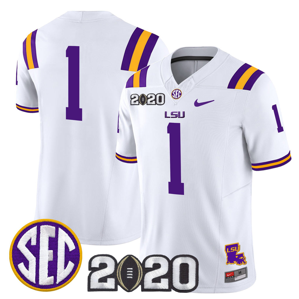 Men's LSU Tigers 2020 National Champions Vapor Limited Jersey - All Stitched