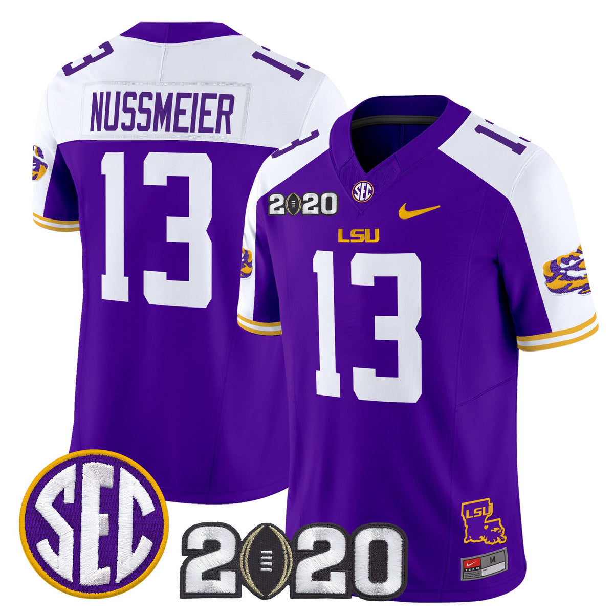 Men's LSU Tigers 2020 National Champions Vapor Limited Jersey - All Stitched