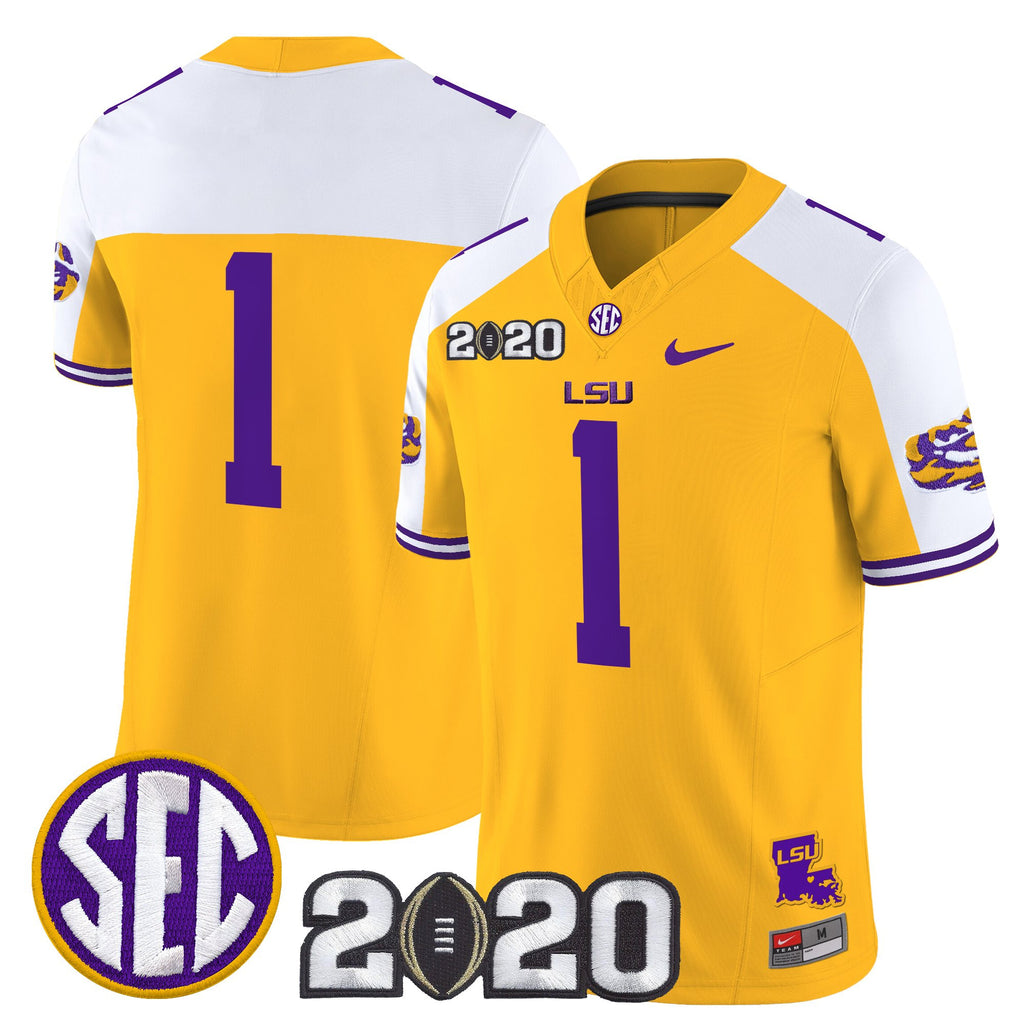 Men's LSU Tigers 2020 National Champions Vapor Limited Jersey - All Stitched