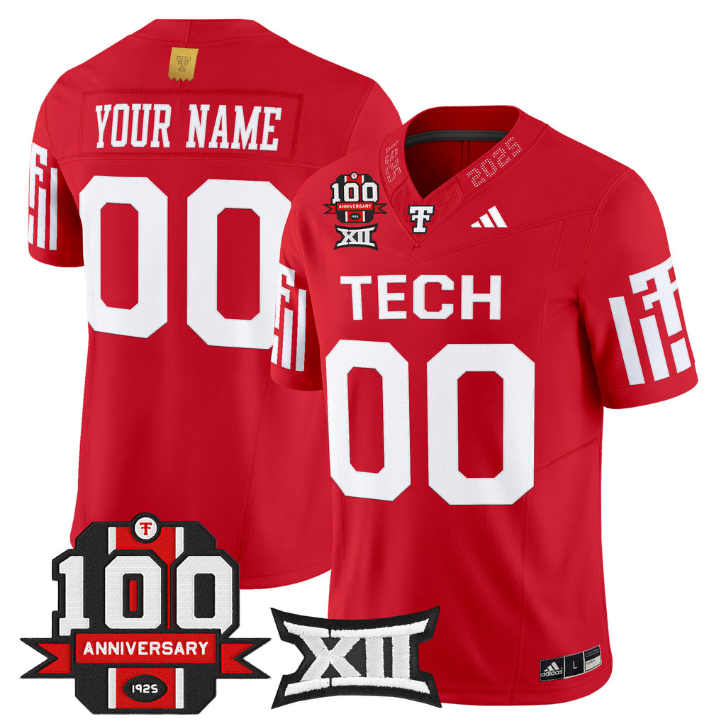Texas Tech Red Raiders 2025 Vapor Limited Custom Jersey - 100th Anniversary Patch - All Stitched