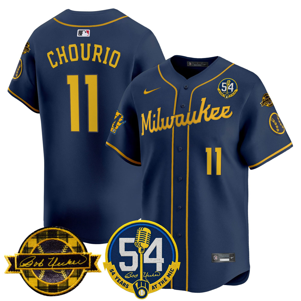 Men's Milwaukee Brewers 'Bob Uecker - 54 Seasons for Brewers' Vapor Premier Limited Jersey - All Stitched