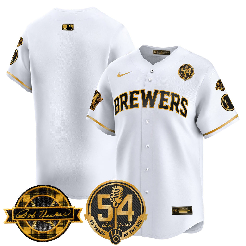 Men's Milwaukee Brewers 'Bob Uecker - 54 Seasons for Brewers' Vapor Premier Limited Jersey - All Stitched