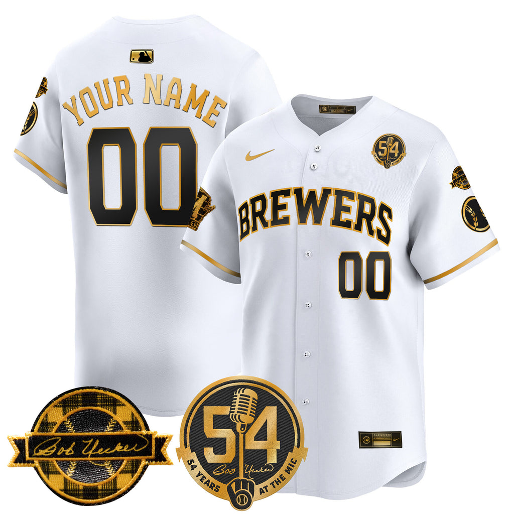 Milwaukee Brewers 'Bob Uecker - 54 Seasons for Brewers' Vapor Premier Limited Custom Jersey - All Stitched