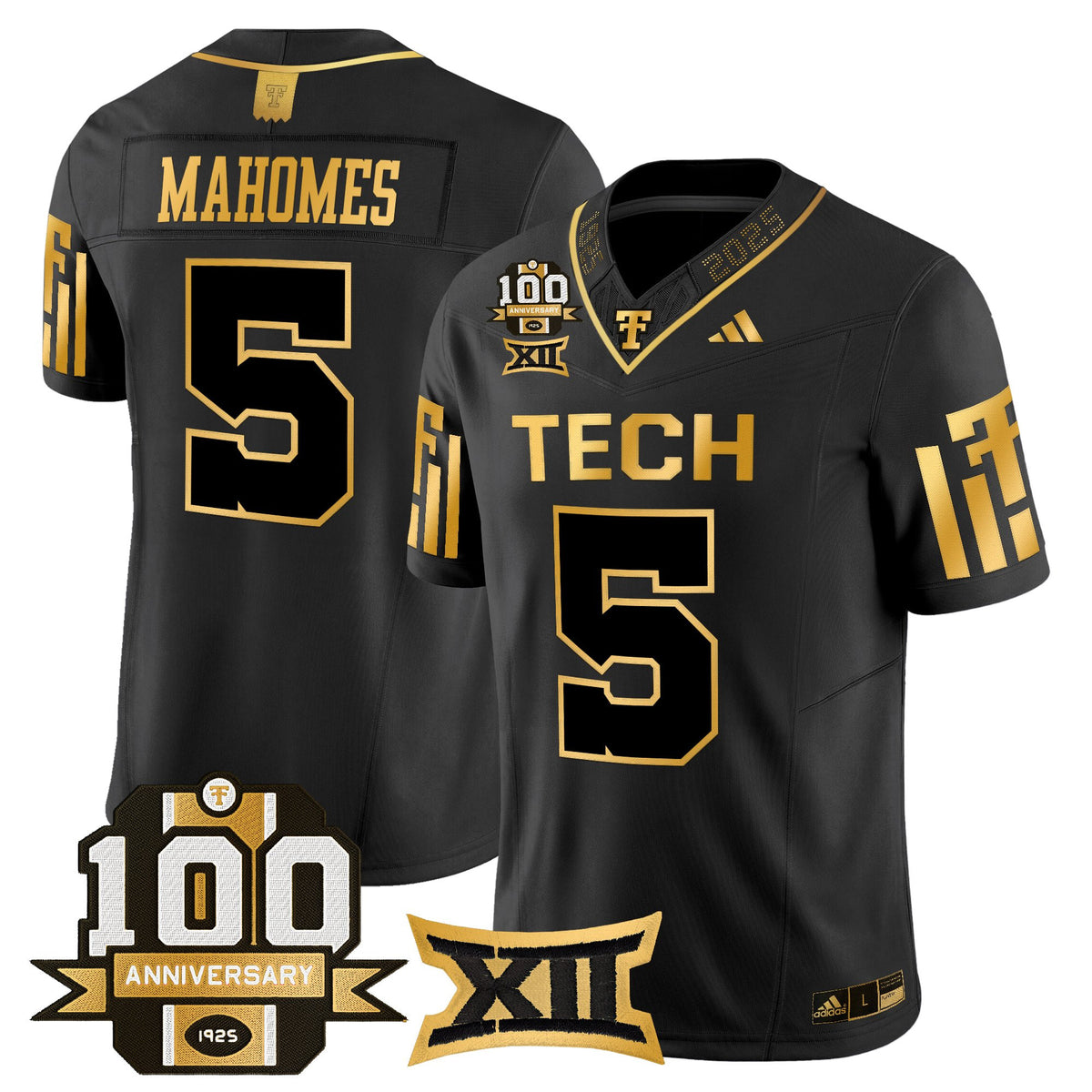 Men's Texas Tech Red Raiders 2025 Gold Vapor Limited Jersey - 100th Anniversary Patch - All Stitched