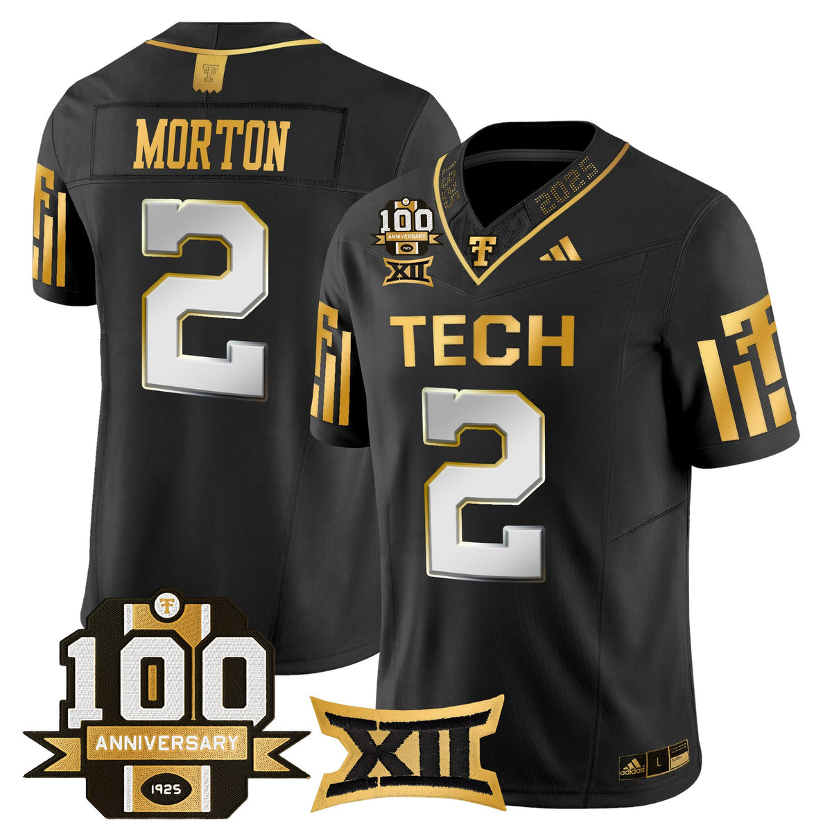 Men's Texas Tech Red Raiders 2025 Gold Vapor Limited Jersey - 100th Anniversary Patch - All Stitched