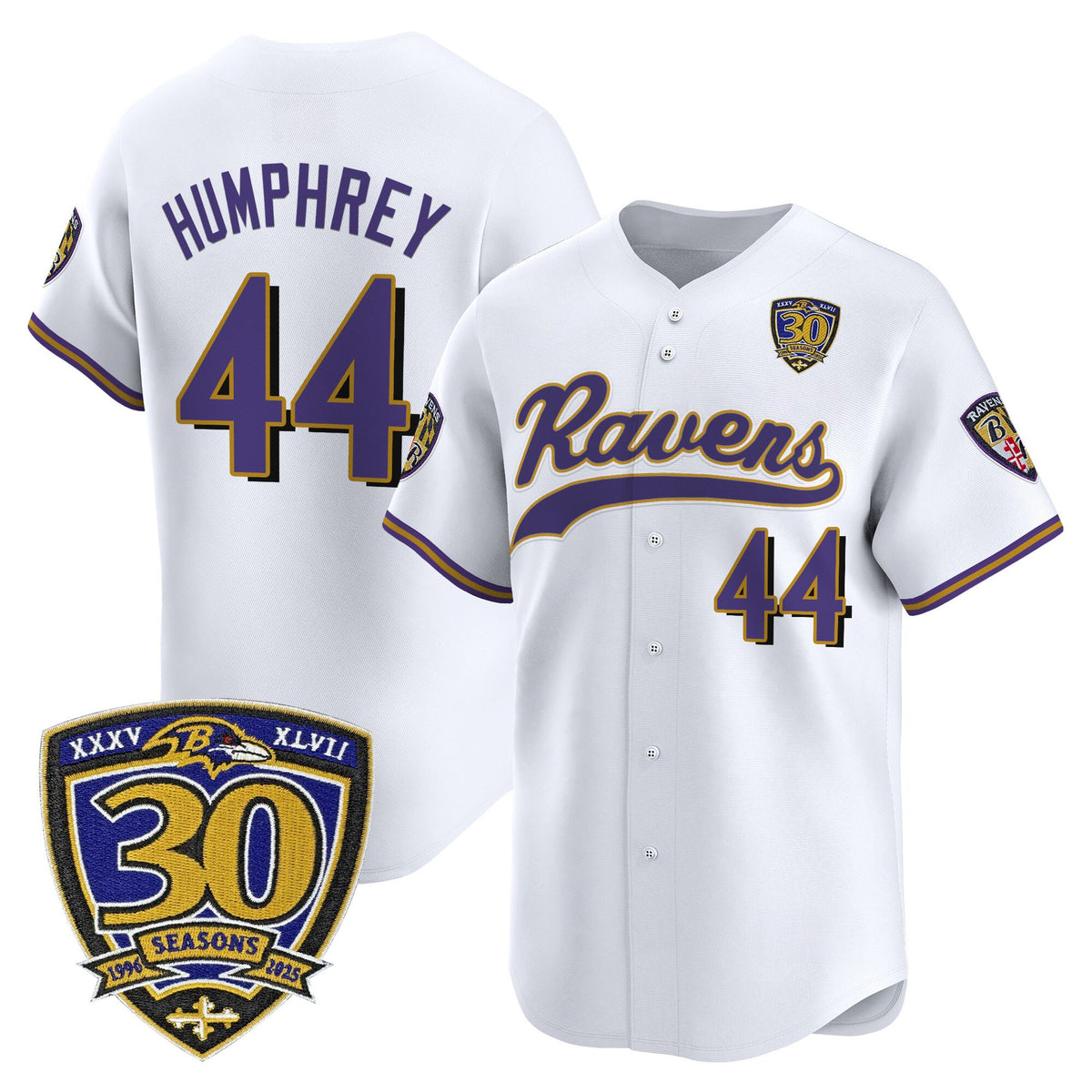 Men's Baltimore Ravens 2025 Vapor Baseball Jersey - 30th Anniversary Patch - All Stitched