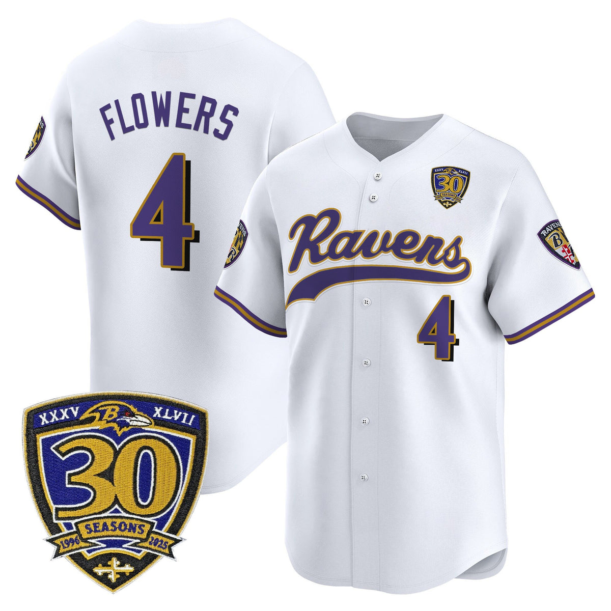 Men's Baltimore Ravens 2025 Vapor Baseball Jersey - 30th Anniversary Patch - All Stitched