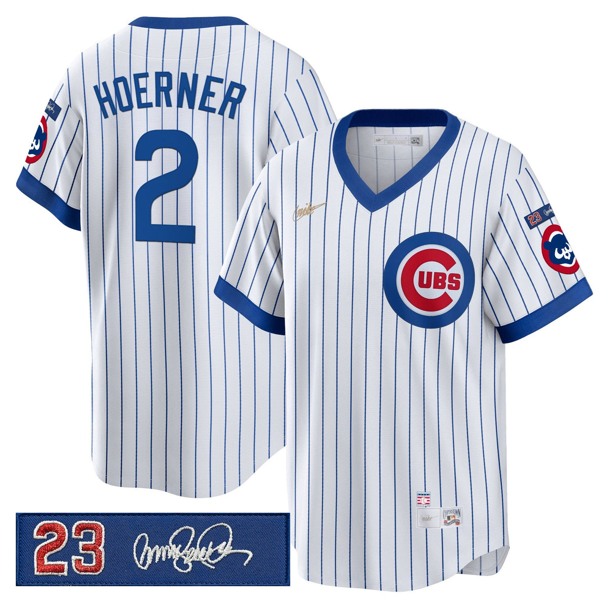 Men's Chicago Cubs 'Ryne Sandberg Tribute Patch' Cooperstown Jersey - All Stitched