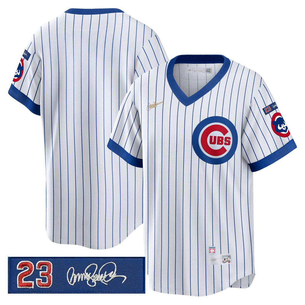 Men's Chicago Cubs 'Ryne Sandberg Tribute Patch' Cooperstown Jersey - All Stitched