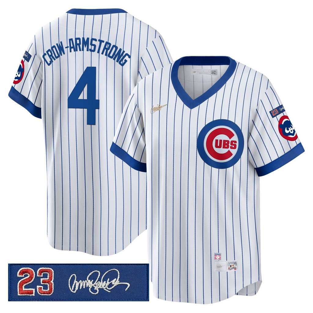 Men's Chicago Cubs 'Ryne Sandberg Tribute Patch' Cooperstown Jersey - All Stitched