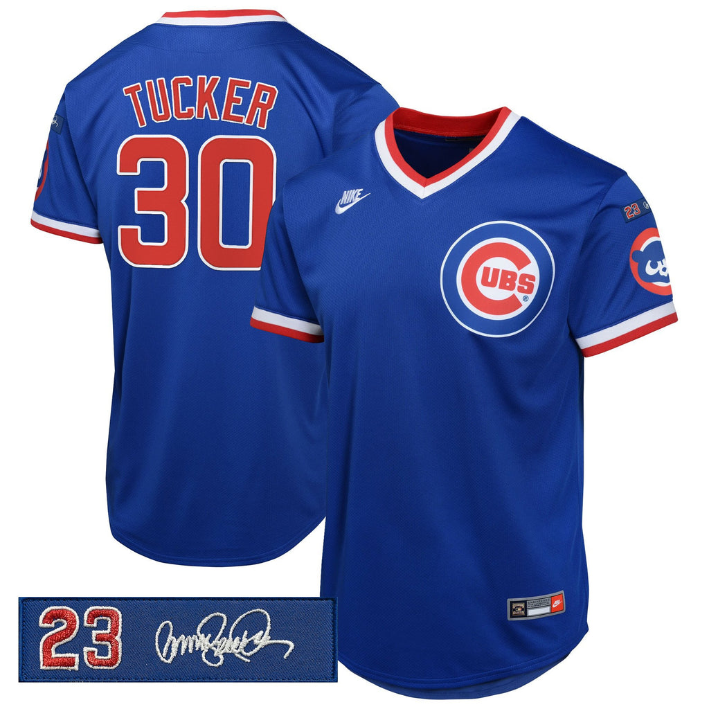 Men's Chicago Cubs 'Ryne Sandberg Tribute Patch' Cooperstown Jersey - All Stitched