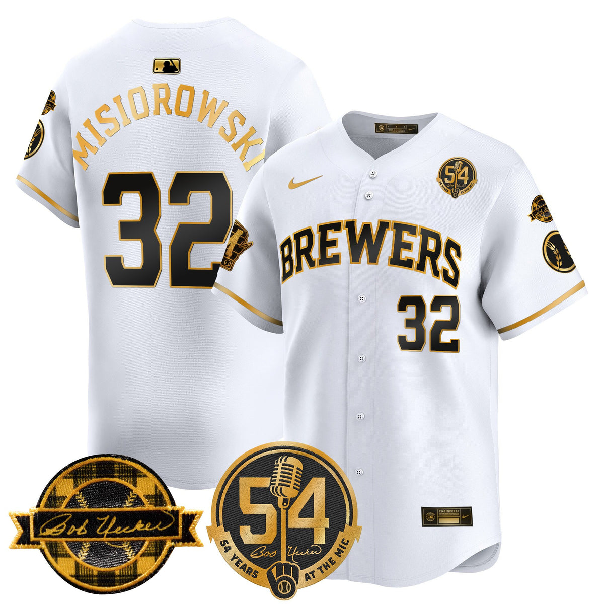 Men's Milwaukee Brewers 'Bob Uecker - 54 Seasons for Brewers' Vapor Premier Limited Jersey - All Stitched
