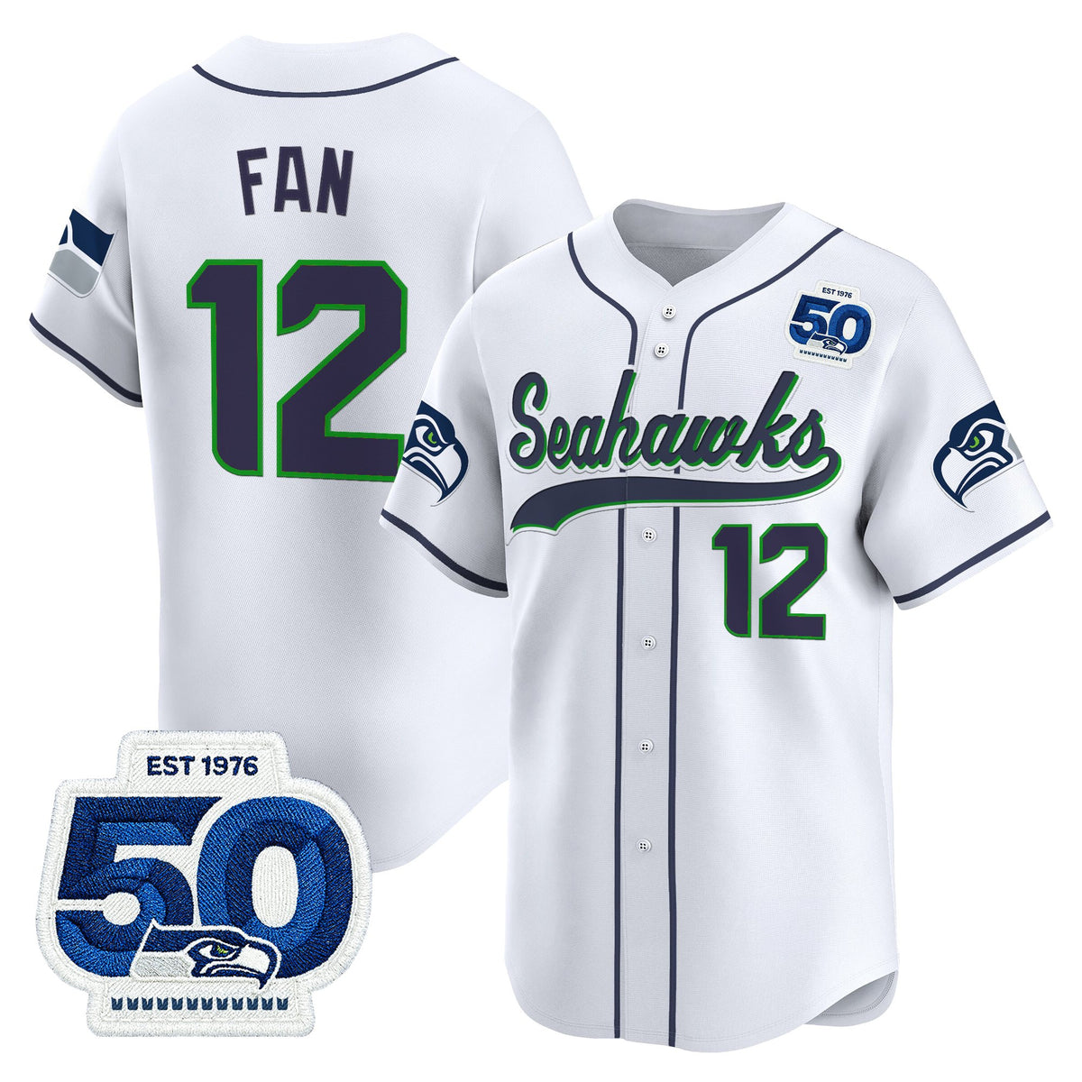 Men's Seattle Seahawks 50th Anniversary Vapor Baseball Jersey - All Stitched