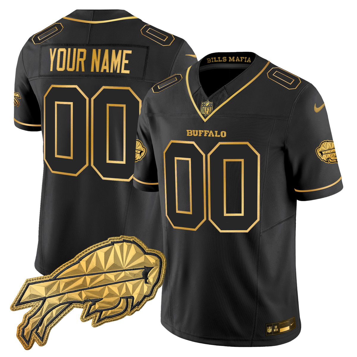 Buffalo Bills 2025 "Rivalries" Gold Vapor Limited Custom Jersey - All Stitched