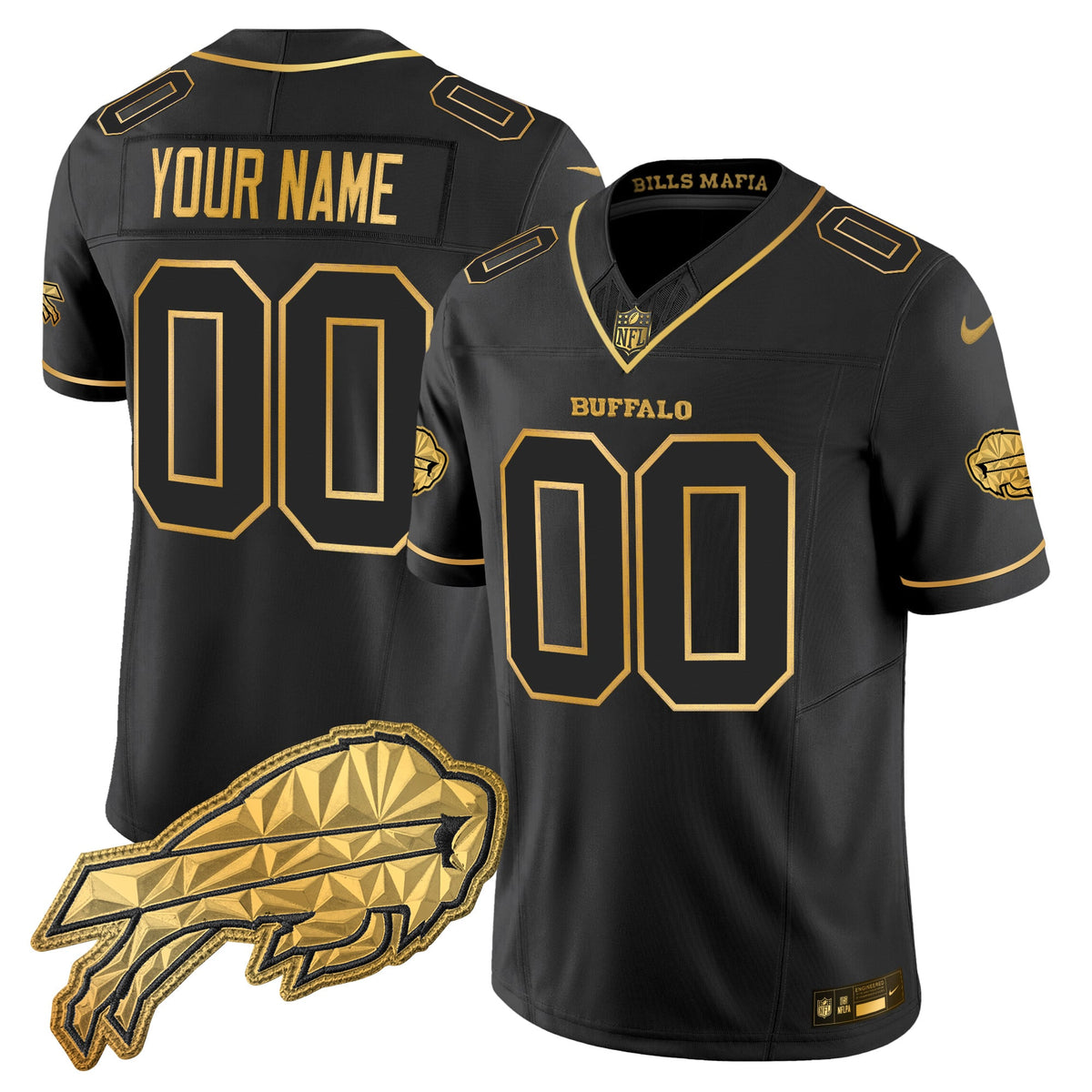Buffalo Bills 2025 "Rivalries" Gold Vapor Limited Custom Jersey - All Stitched