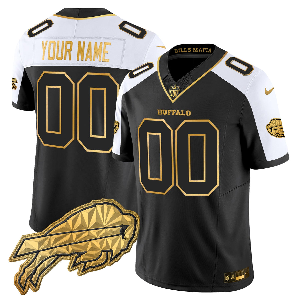 Buffalo Bills 2025 "Rivalries" Gold Vapor Limited Custom Jersey - All Stitched