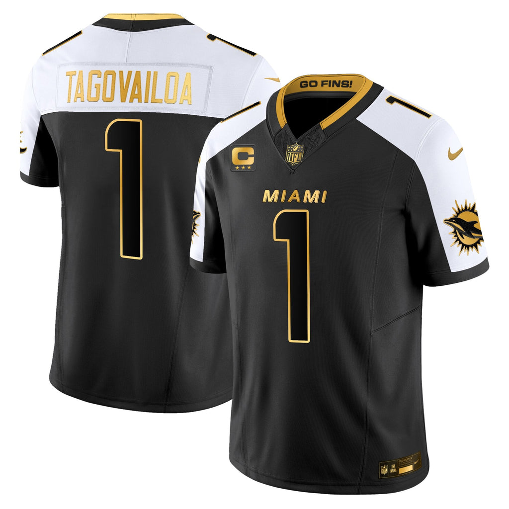 Men's Miami Dolphins 2025 "Rivalries" Gold Vapor Limited Jersey - All Stitched