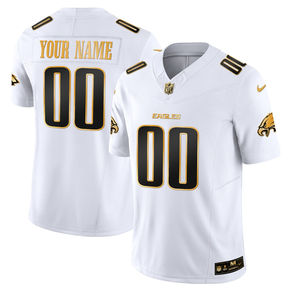 Philadelphia Eagles 2025 Gold Vapor Limited Custom Jersey - All Stitched