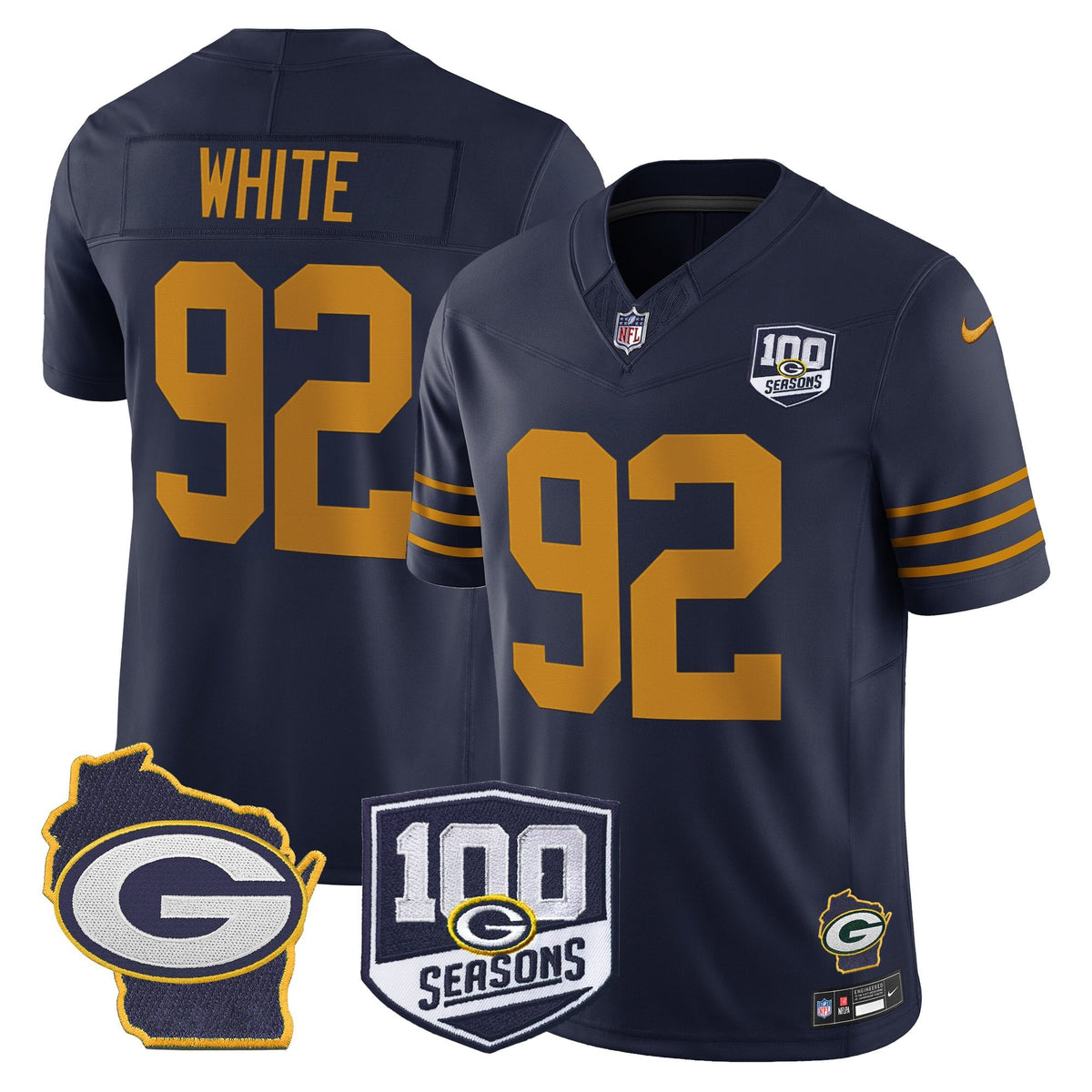 Men's Green Bay Packers 100th Season & Home Patch Vapor Limited Jersey - All Stitched