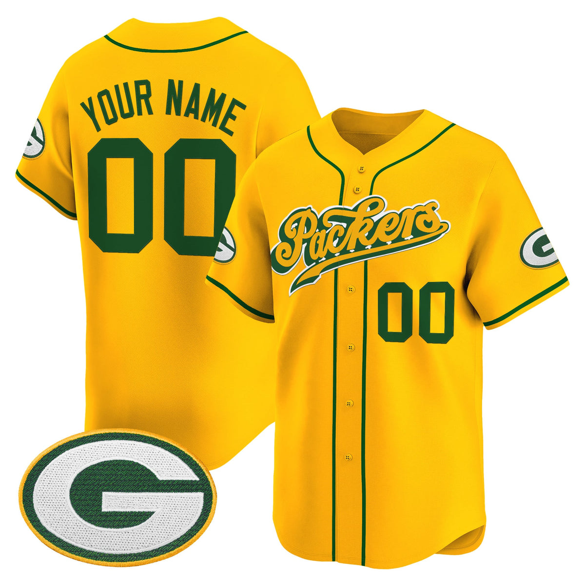 Green Bay Packers 2025 Vapor Baseball Custom Jersey V2 - All Stitched