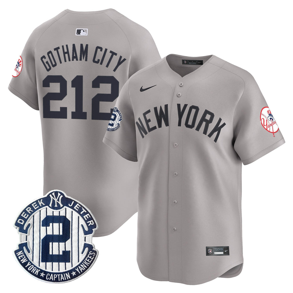 Men's New York Yankees Throwback Vapor Premier Limited Jersey - Derek Jeter Patch - All Stitched