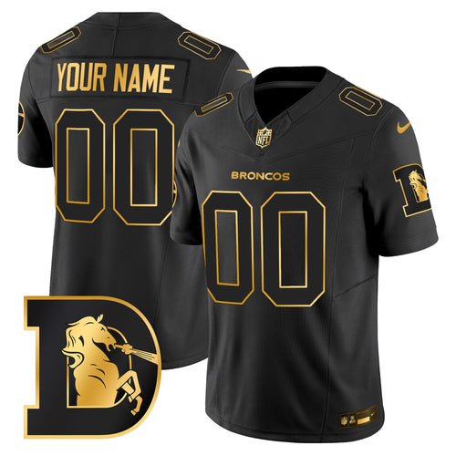 Denver Broncos Throwback Gold Vapor Limited Custom Jersey - All Stitched