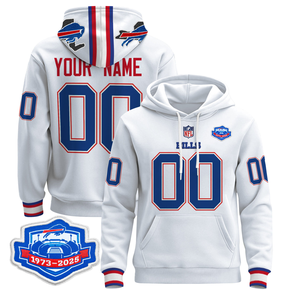Buffalo Bills 2025 Farewell Season Patch Custom Pullover Hoodie - All Stitched