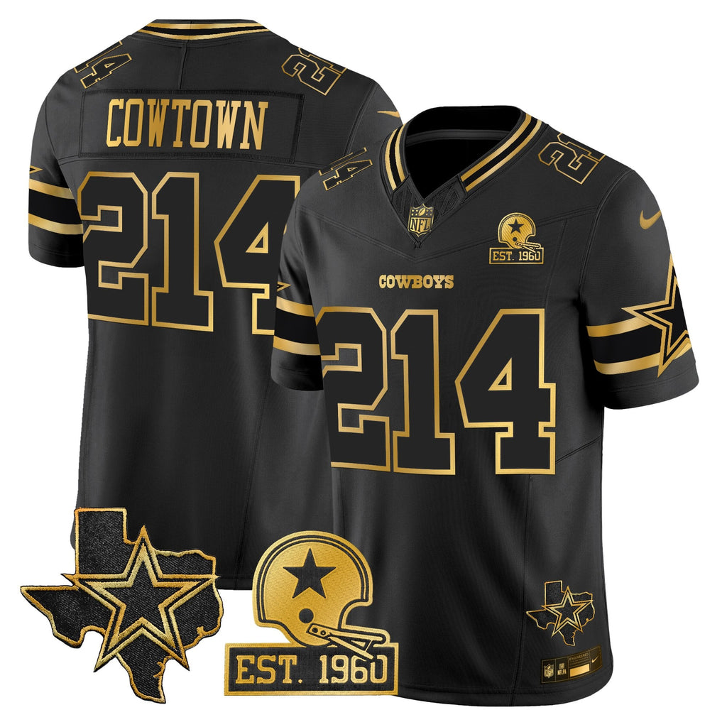 Men's Dallas Cowboys Est. 1960 & Texas Patch Gold Vapor Limited Jersey - All Stitched