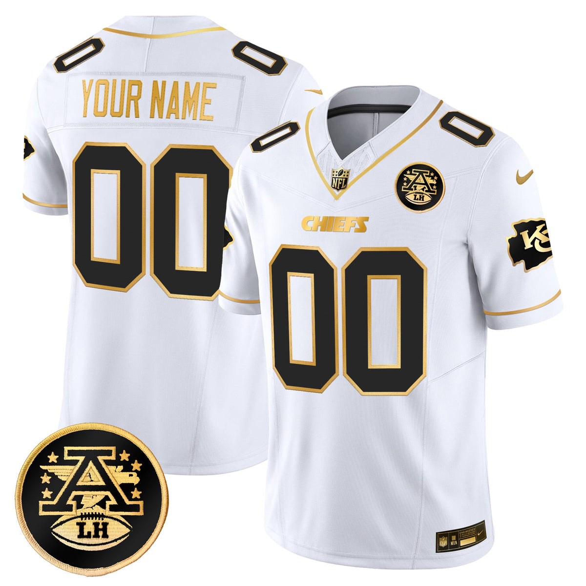 Kansas City Chiefs 2025 Gold Vapor Limited Custom Jersey - All Stitched