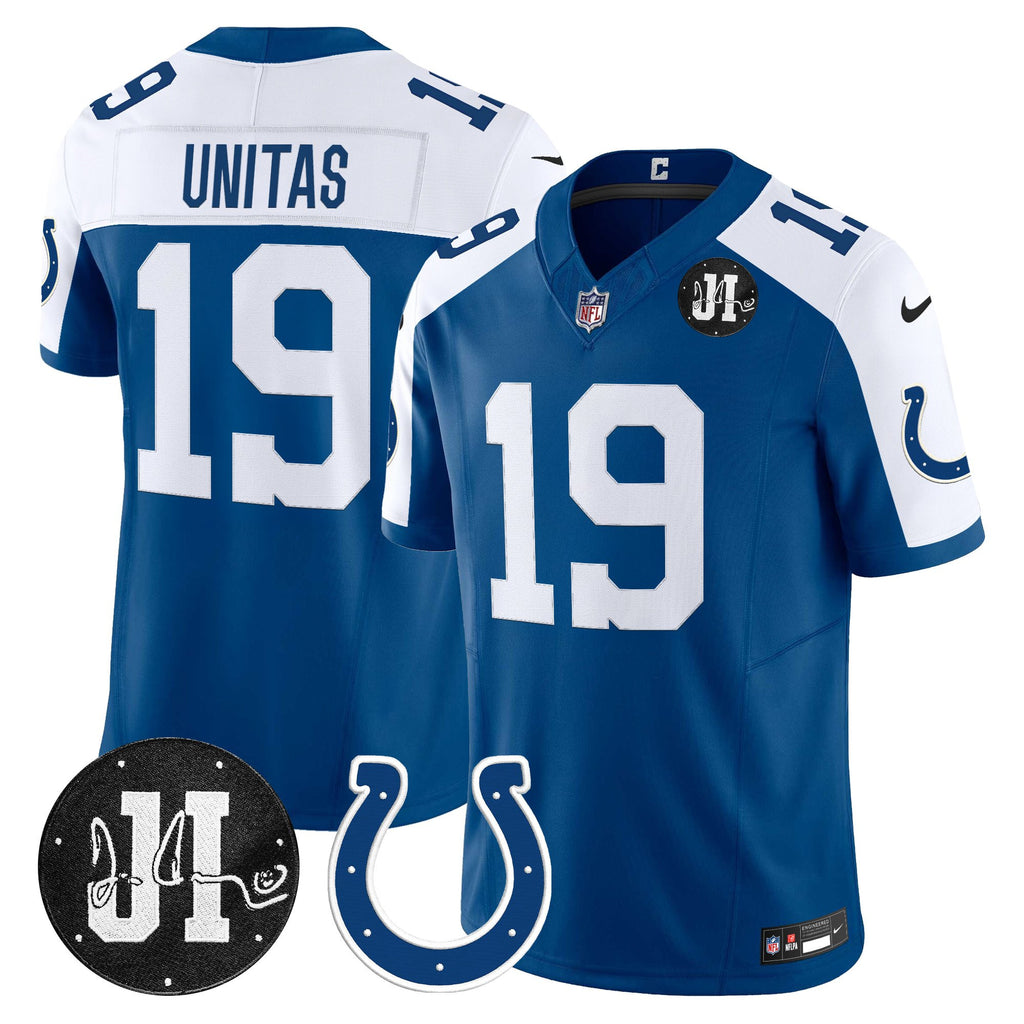 Men's Indianapolis Colts 2025 Jim Irsay Patch Vapor Limited Jersey - All Stitched