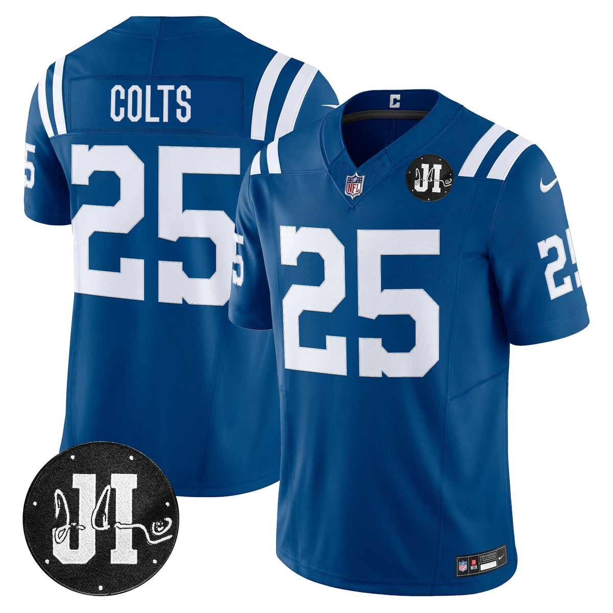 Men's Indianapolis Colts 2025 Jim Irsay Patch Vapor Limited Jersey - All Stitched