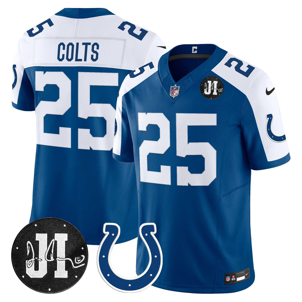 Men's Indianapolis Colts 2025 Jim Irsay Patch Vapor Limited Jersey - All Stitched