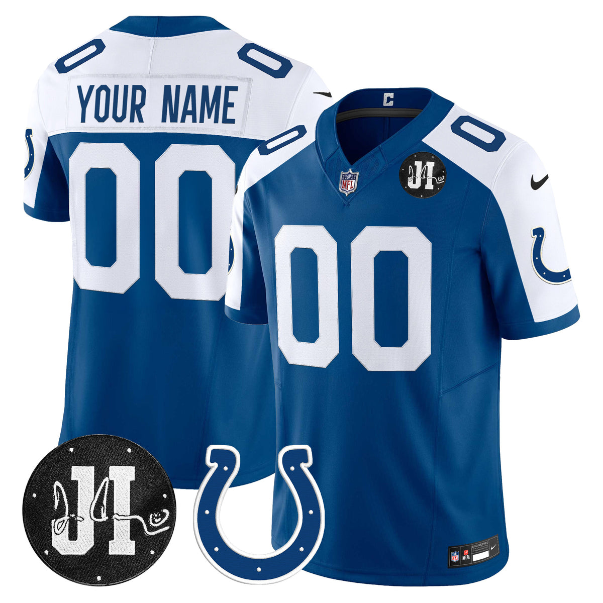 Indianapolis Colts 2025 Jim Irsay Patch Vapor Limited Custom Jersey - All Stitched