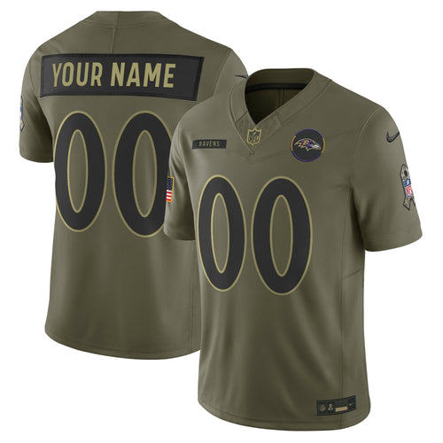 Baltimore Ravens 2025 Salute to Service Vapor Limited Custom Jersey - All Stitched