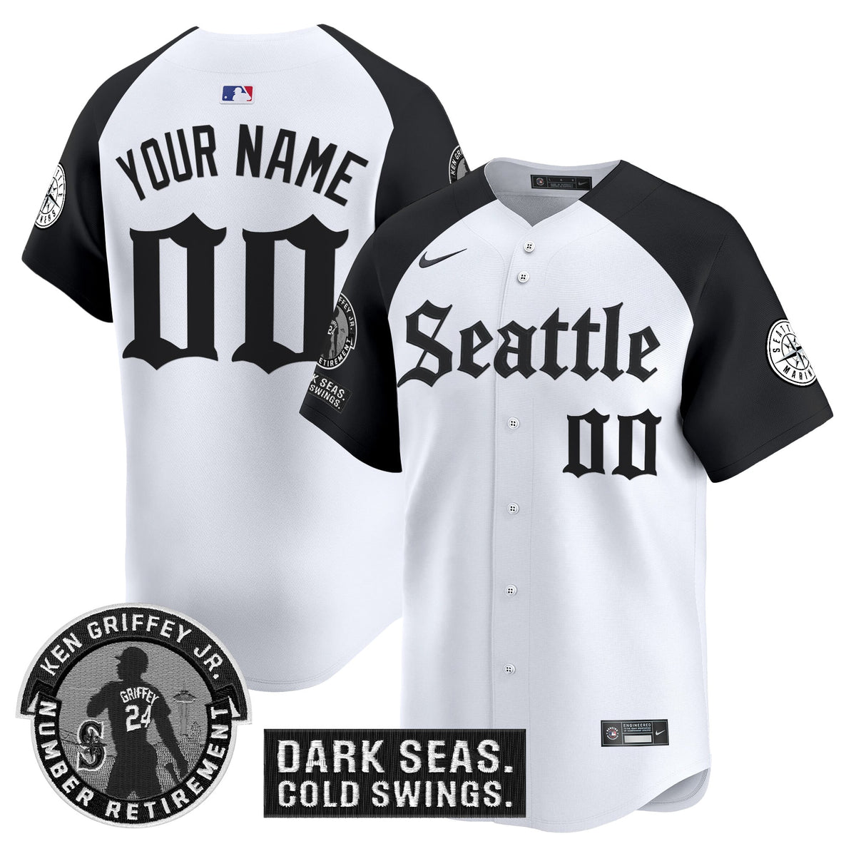Seattle Mariners 'Gothic Edition' Vapor Premier Limited Custom Jersey - Ken Griffey Jr. Patch - All Stitched