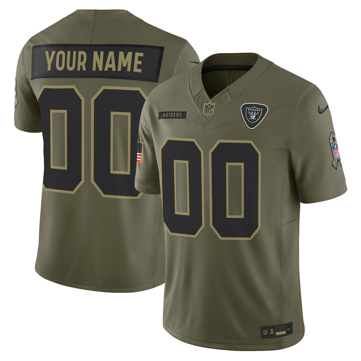 Las Vegas Raiders 2025 Salute to Service Vapor Limited Custom Jersey - All Stitched